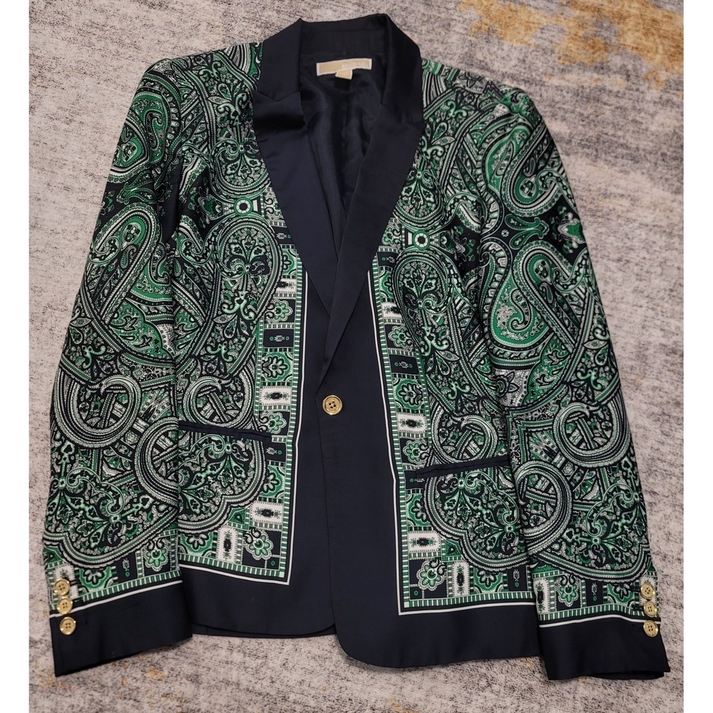 Michael Kors‎ Women's Multicolor Royal Paisley One Button Blazer Size 8